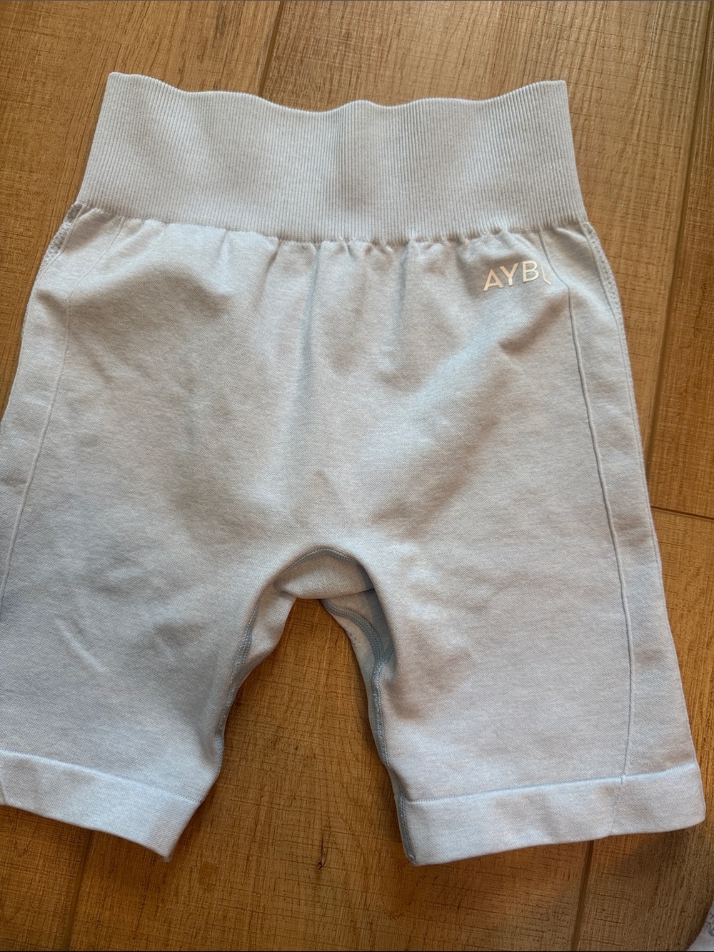 AYBL Pastel Blue Ribbed Waist Biker Shorts